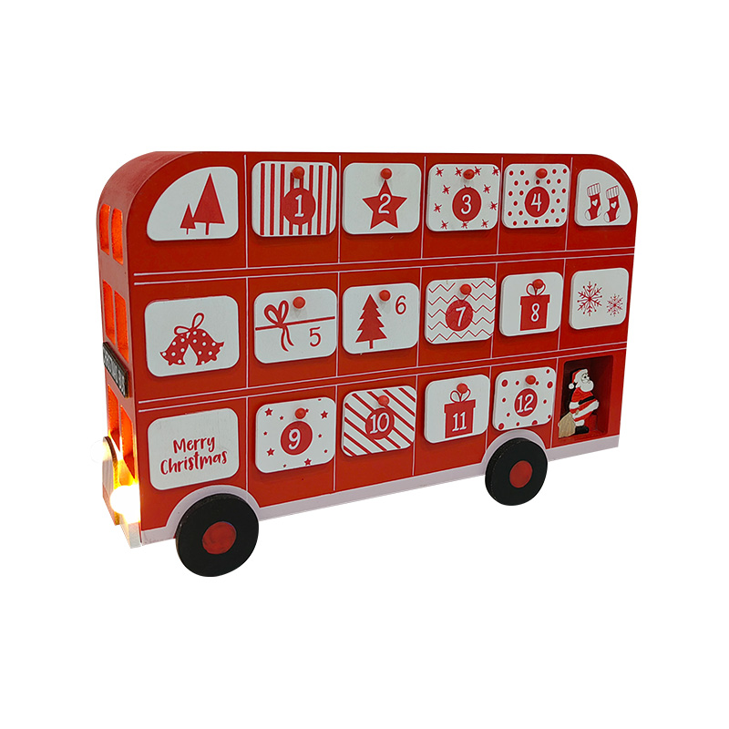 Weihnachtsbus mit 24 bemalten Schubladen Neujahrsgeschenkbox mit LED