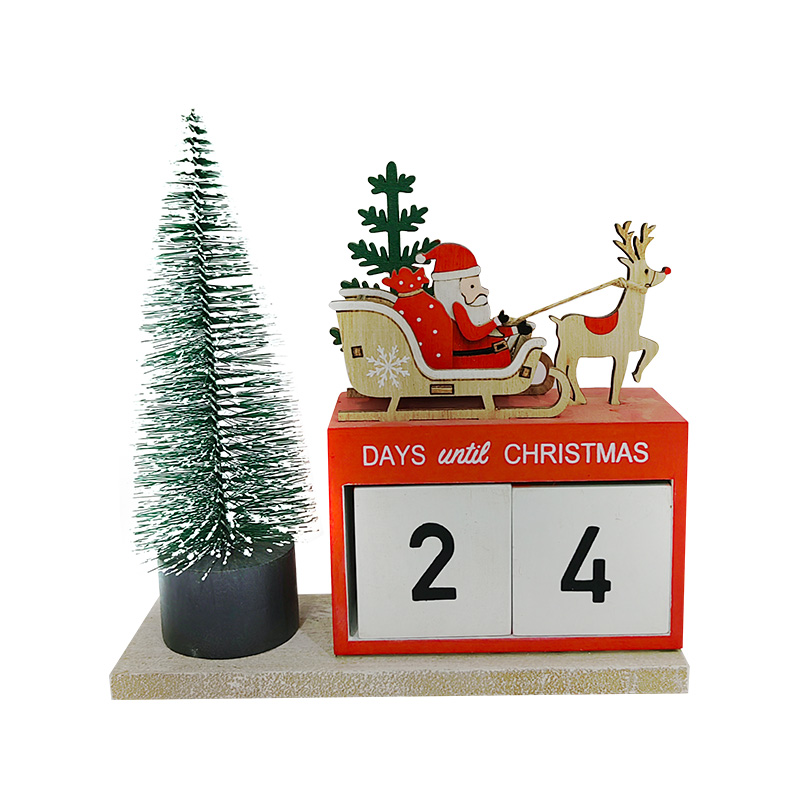 Vintage Ewiger Kalender Tischkalender aus Holz manueller Umrechnungskalender Der Weihnachtsmann kommt
