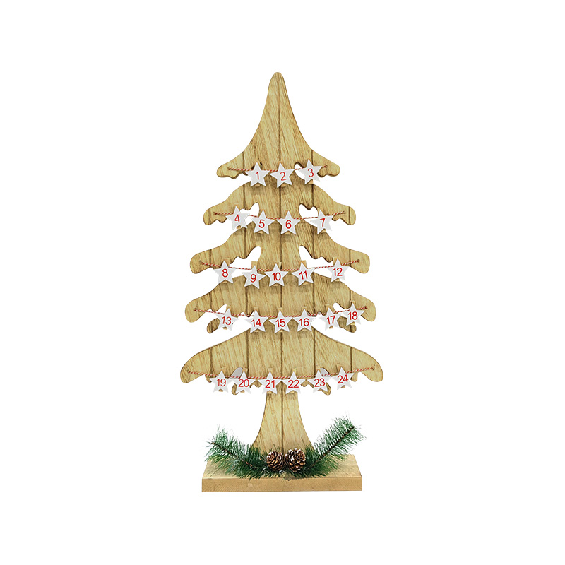 Weihnachtsbaum-Adventskalender mit 24 Holzklammern Stern-Design
